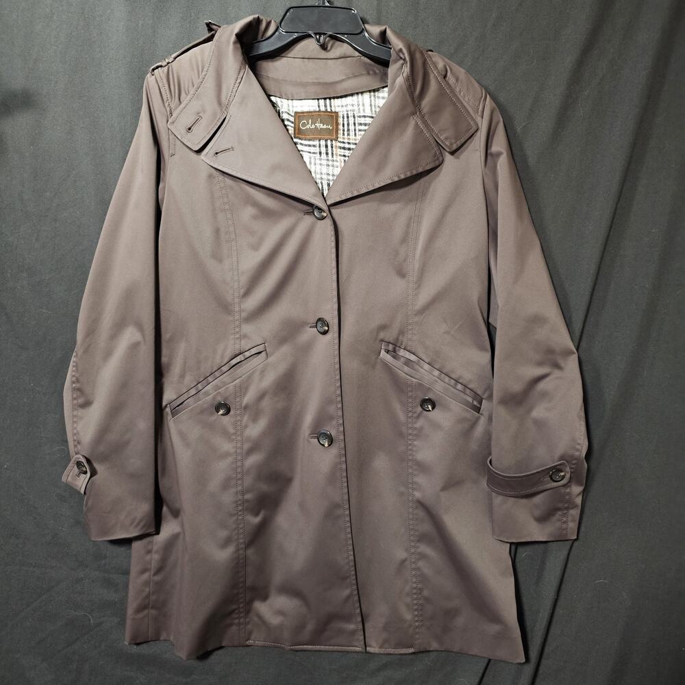 Cole‎ Haan Womens Jacket Sz 10 Removable Liner Wool/Viscose 100% Polyester Shell